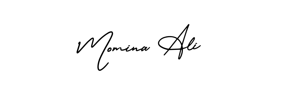 Create a beautiful signature design for name Momina Ali. With this signature (AmerikaSignatureDemo-Regular) fonts, you can make a handwritten signature for free. Momina Ali signature style 3 images and pictures png