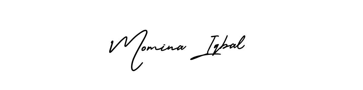 How to make Momina Iqbal name signature. Use AmerikaSignatureDemo-Regular style for creating short signs online. This is the latest handwritten sign. Momina Iqbal signature style 3 images and pictures png