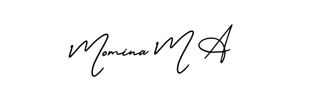 The best way (AmerikaSignatureDemo-Regular) to make a short signature is to pick only two or three words in your name. The name Momina M A include a total of six letters. For converting this name. Momina M A signature style 3 images and pictures png