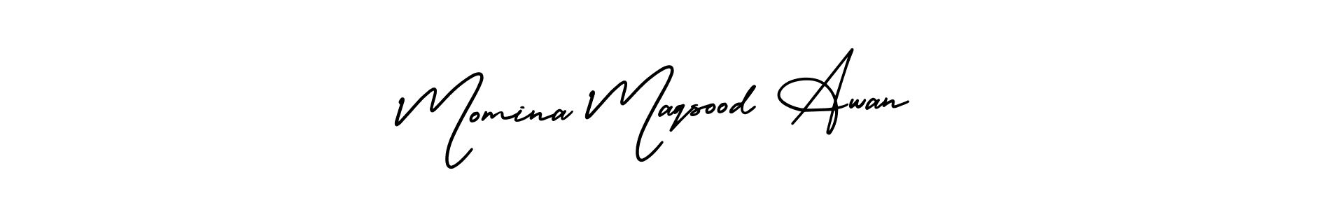 You should practise on your own different ways (AmerikaSignatureDemo-Regular) to write your name (Momina Maqsood Awan) in signature. don't let someone else do it for you. Momina Maqsood Awan signature style 3 images and pictures png