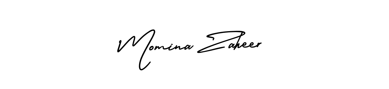 The best way (AmerikaSignatureDemo-Regular) to make a short signature is to pick only two or three words in your name. The name Momina Zaheer include a total of six letters. For converting this name. Momina Zaheer signature style 3 images and pictures png