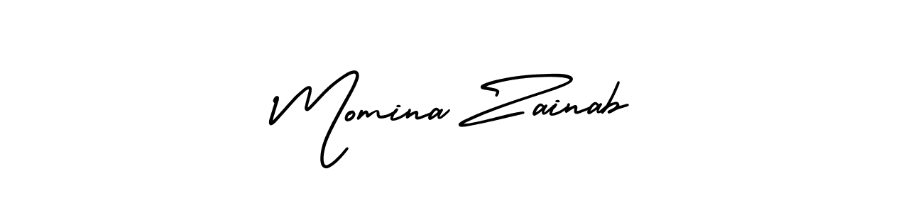 Make a beautiful signature design for name Momina Zainab. With this signature (AmerikaSignatureDemo-Regular) style, you can create a handwritten signature for free. Momina Zainab signature style 3 images and pictures png