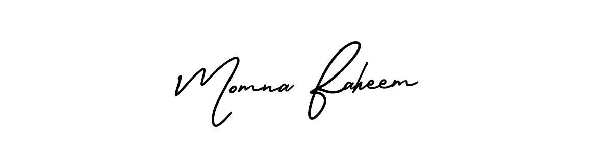 Check out images of Autograph of Momna Faheem name. Actor Momna Faheem Signature Style. AmerikaSignatureDemo-Regular is a professional sign style online. Momna Faheem signature style 3 images and pictures png