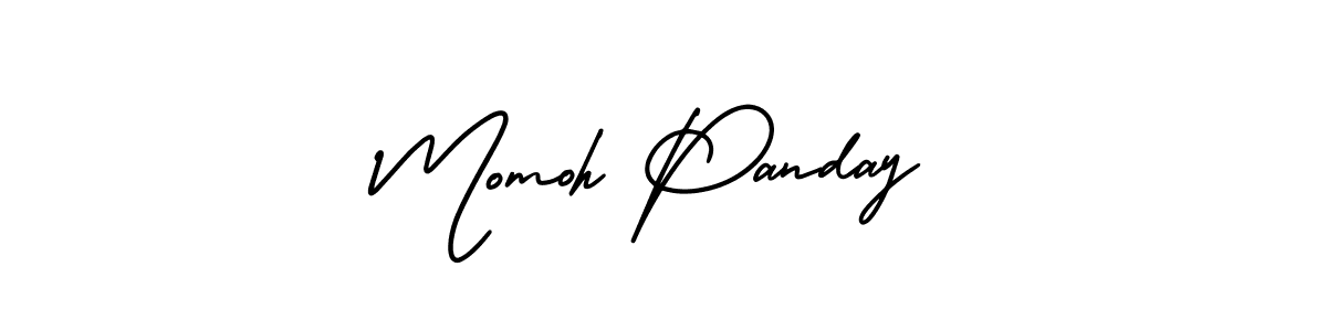You should practise on your own different ways (AmerikaSignatureDemo-Regular) to write your name (Momoh Panday) in signature. don't let someone else do it for you. Momoh Panday signature style 3 images and pictures png
