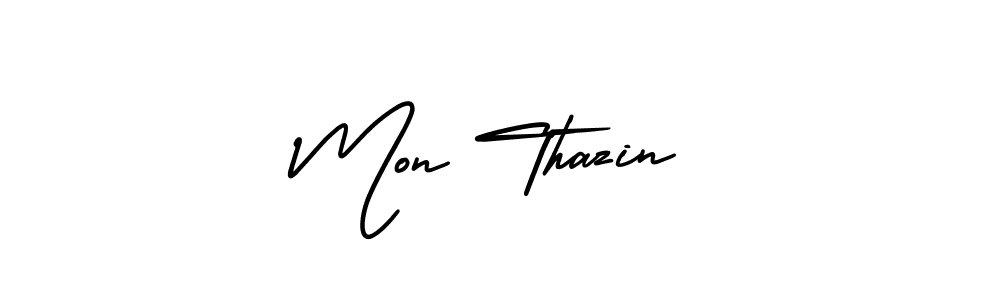 if you are searching for the best signature style for your name Mon Thazin. so please give up your signature search. here we have designed multiple signature styles  using AmerikaSignatureDemo-Regular. Mon Thazin signature style 3 images and pictures png