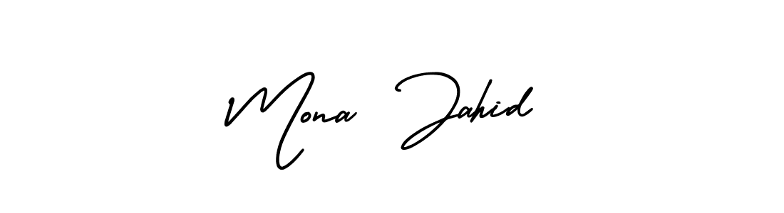 This is the best signature style for the Mona  Jahid name. Also you like these signature font (AmerikaSignatureDemo-Regular). Mix name signature. Mona  Jahid signature style 3 images and pictures png