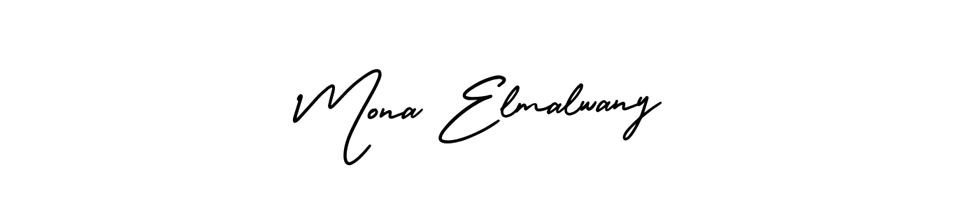 You should practise on your own different ways (AmerikaSignatureDemo-Regular) to write your name (Mona Elmalwany) in signature. don't let someone else do it for you. Mona Elmalwany signature style 3 images and pictures png