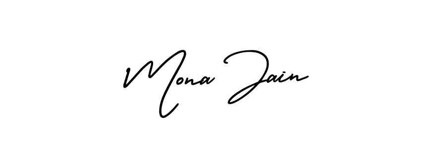 Also You can easily find your signature by using the search form. We will create Mona Jain name handwritten signature images for you free of cost using AmerikaSignatureDemo-Regular sign style. Mona Jain signature style 3 images and pictures png