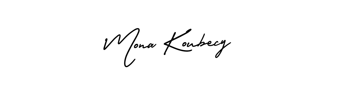 How to make Mona Koubecy name signature. Use AmerikaSignatureDemo-Regular style for creating short signs online. This is the latest handwritten sign. Mona Koubecy signature style 3 images and pictures png