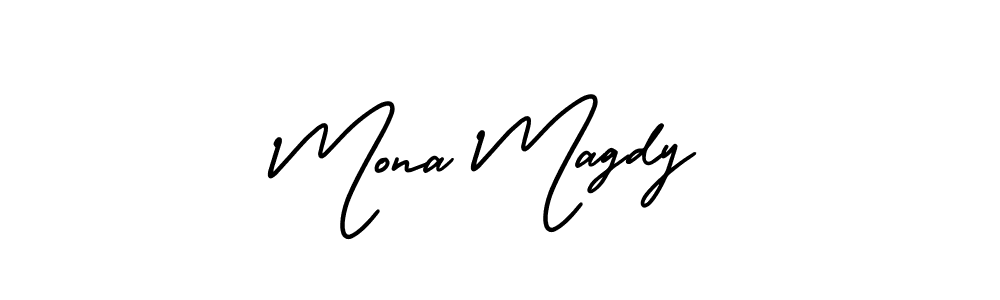 This is the best signature style for the Mona Magdy name. Also you like these signature font (AmerikaSignatureDemo-Regular). Mix name signature. Mona Magdy signature style 3 images and pictures png