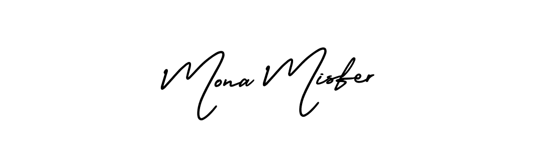 How to make Mona Misfer name signature. Use AmerikaSignatureDemo-Regular style for creating short signs online. This is the latest handwritten sign. Mona Misfer signature style 3 images and pictures png