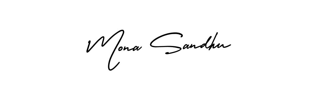 How to make Mona Sandhu name signature. Use AmerikaSignatureDemo-Regular style for creating short signs online. This is the latest handwritten sign. Mona Sandhu signature style 3 images and pictures png