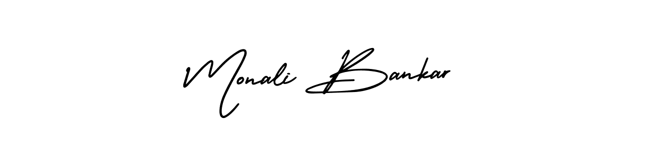 This is the best signature style for the Monali Bankar name. Also you like these signature font (AmerikaSignatureDemo-Regular). Mix name signature. Monali Bankar signature style 3 images and pictures png