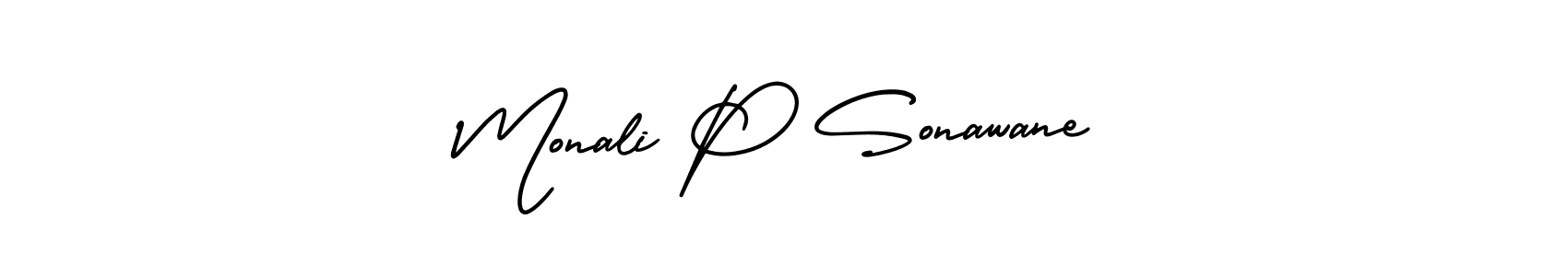 How to Draw Monali P Sonawane signature style? AmerikaSignatureDemo-Regular is a latest design signature styles for name Monali P Sonawane. Monali P Sonawane signature style 3 images and pictures png