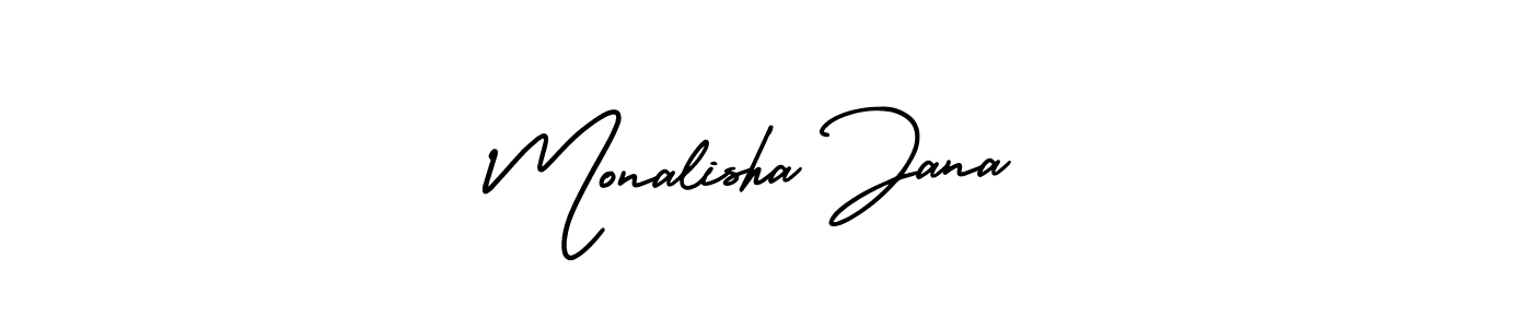 This is the best signature style for the Monalisha Jana name. Also you like these signature font (AmerikaSignatureDemo-Regular). Mix name signature. Monalisha Jana signature style 3 images and pictures png