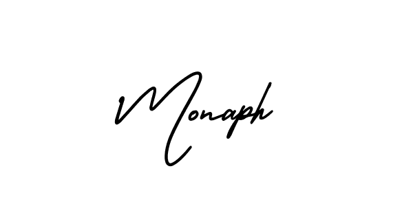 You should practise on your own different ways (AmerikaSignatureDemo-Regular) to write your name (Monaph) in signature. don't let someone else do it for you. Monaph signature style 3 images and pictures png