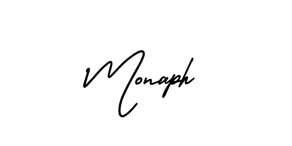 You should practise on your own different ways (AmerikaSignatureDemo-Regular) to write your name (Monaph) in signature. don't let someone else do it for you. Monaph signature style 3 images and pictures png