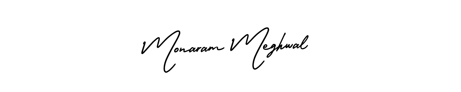 if you are searching for the best signature style for your name Monaram Meghwal. so please give up your signature search. here we have designed multiple signature styles  using AmerikaSignatureDemo-Regular. Monaram Meghwal signature style 3 images and pictures png