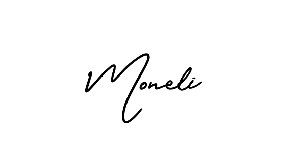 Moneli stylish signature style. Best Handwritten Sign (AmerikaSignatureDemo-Regular) for my name. Handwritten Signature Collection Ideas for my name Moneli. Moneli signature style 3 images and pictures png