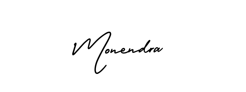 Use a signature maker to create a handwritten signature online. With this signature software, you can design (AmerikaSignatureDemo-Regular) your own signature for name Monendra. Monendra signature style 3 images and pictures png