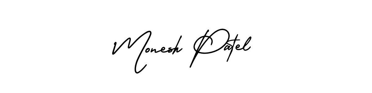 How to Draw Monesh Patel signature style? AmerikaSignatureDemo-Regular is a latest design signature styles for name Monesh Patel. Monesh Patel signature style 3 images and pictures png
