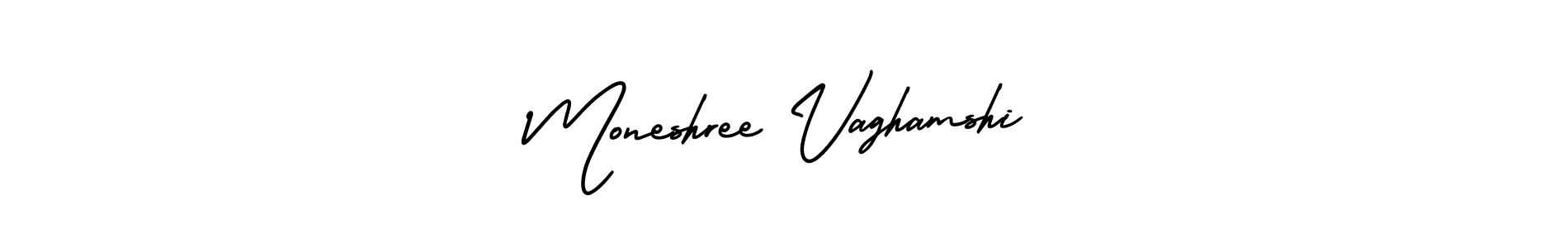AmerikaSignatureDemo-Regular is a professional signature style that is perfect for those who want to add a touch of class to their signature. It is also a great choice for those who want to make their signature more unique. Get Moneshree Vaghamshi name to fancy signature for free. Moneshree Vaghamshi signature style 3 images and pictures png