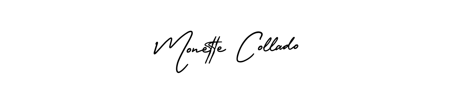 How to make Monette Collado name signature. Use AmerikaSignatureDemo-Regular style for creating short signs online. This is the latest handwritten sign. Monette Collado signature style 3 images and pictures png