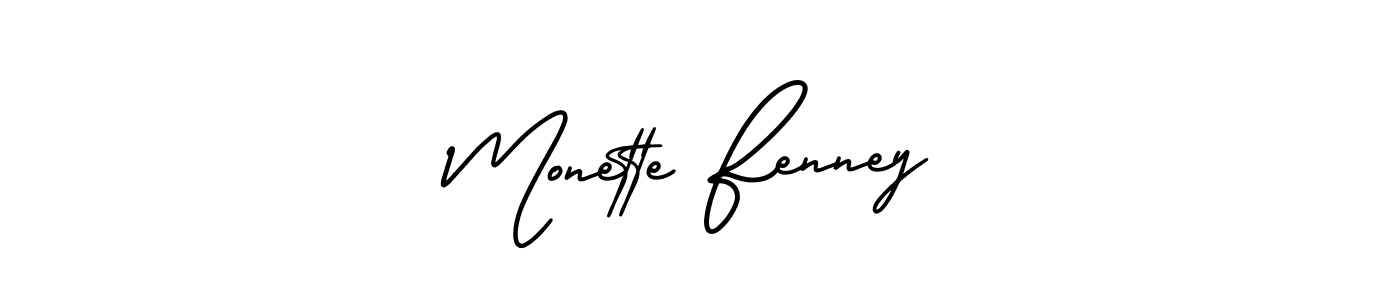 How to make Monette Fenney name signature. Use AmerikaSignatureDemo-Regular style for creating short signs online. This is the latest handwritten sign. Monette Fenney signature style 3 images and pictures png