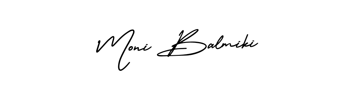 The best way (AmerikaSignatureDemo-Regular) to make a short signature is to pick only two or three words in your name. The name Moni Balmiki include a total of six letters. For converting this name. Moni Balmiki signature style 3 images and pictures png