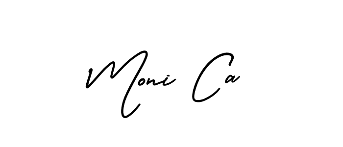 The best way (AmerikaSignatureDemo-Regular) to make a short signature is to pick only two or three words in your name. The name Moni Ca include a total of six letters. For converting this name. Moni Ca signature style 3 images and pictures png