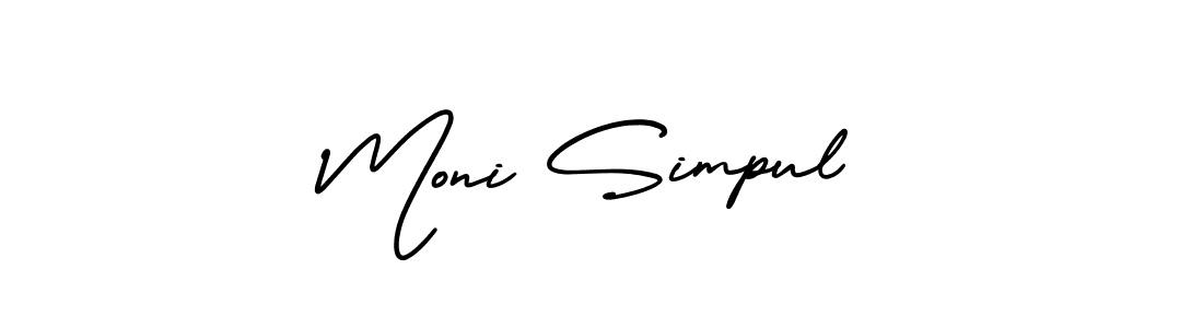 Make a beautiful signature design for name Moni Simpul. With this signature (AmerikaSignatureDemo-Regular) style, you can create a handwritten signature for free. Moni Simpul signature style 3 images and pictures png