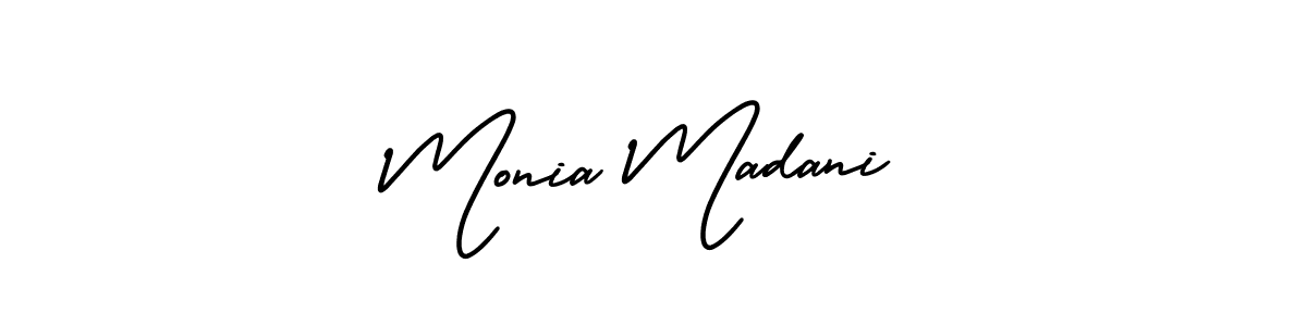 Monia Madani stylish signature style. Best Handwritten Sign (AmerikaSignatureDemo-Regular) for my name. Handwritten Signature Collection Ideas for my name Monia Madani. Monia Madani signature style 3 images and pictures png