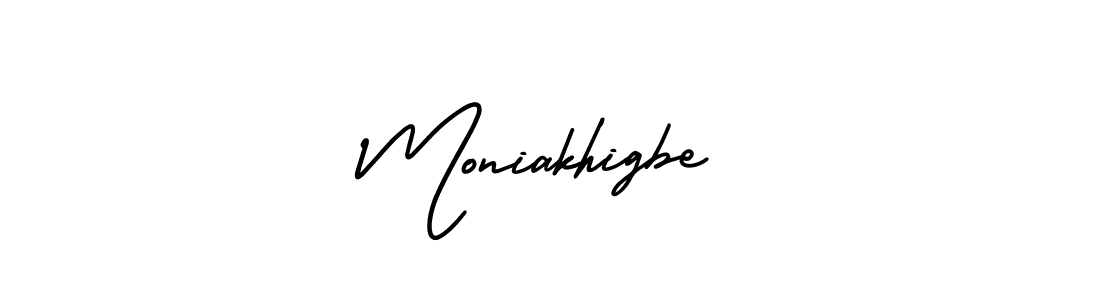 Use a signature maker to create a handwritten signature online. With this signature software, you can design (AmerikaSignatureDemo-Regular) your own signature for name Moniakhigbe. Moniakhigbe signature style 3 images and pictures png