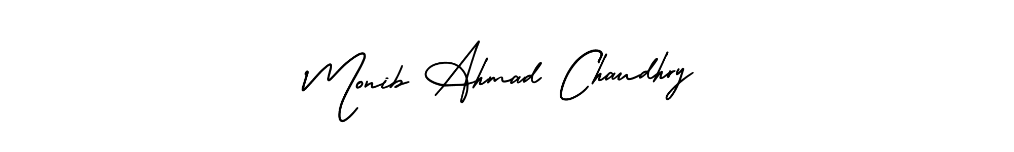 Monib Ahmad Chaudhry stylish signature style. Best Handwritten Sign (AmerikaSignatureDemo-Regular) for my name. Handwritten Signature Collection Ideas for my name Monib Ahmad Chaudhry. Monib Ahmad Chaudhry signature style 3 images and pictures png