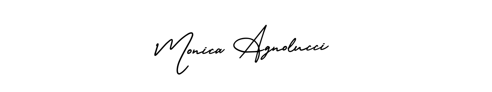 It looks lik you need a new signature style for name Monica Agnolucci. Design unique handwritten (AmerikaSignatureDemo-Regular) signature with our free signature maker in just a few clicks. Monica Agnolucci signature style 3 images and pictures png