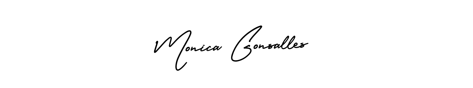 The best way (AmerikaSignatureDemo-Regular) to make a short signature is to pick only two or three words in your name. The name Monica Gonsalles include a total of six letters. For converting this name. Monica Gonsalles signature style 3 images and pictures png