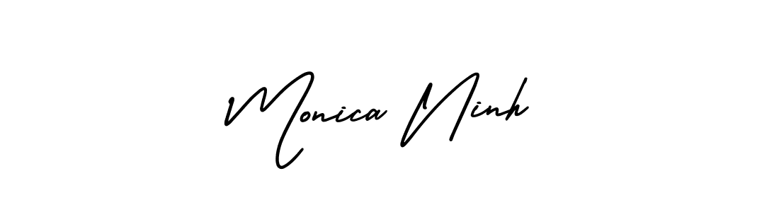 How to make Monica Ninh name signature. Use AmerikaSignatureDemo-Regular style for creating short signs online. This is the latest handwritten sign. Monica Ninh signature style 3 images and pictures png