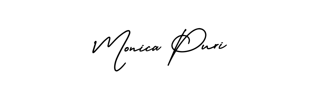 Monica Puri stylish signature style. Best Handwritten Sign (AmerikaSignatureDemo-Regular) for my name. Handwritten Signature Collection Ideas for my name Monica Puri. Monica Puri signature style 3 images and pictures png