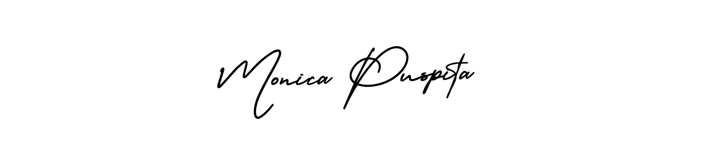 Check out images of Autograph of Monica Puspita name. Actor Monica Puspita Signature Style. AmerikaSignatureDemo-Regular is a professional sign style online. Monica Puspita signature style 3 images and pictures png
