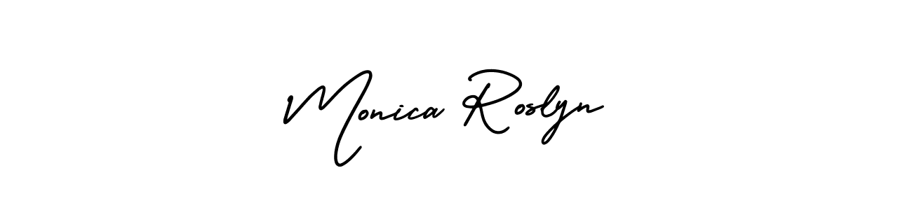 It looks lik you need a new signature style for name Monica Roslyn. Design unique handwritten (AmerikaSignatureDemo-Regular) signature with our free signature maker in just a few clicks. Monica Roslyn signature style 3 images and pictures png