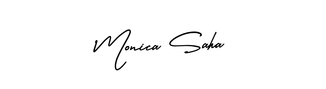 Design your own signature with our free online signature maker. With this signature software, you can create a handwritten (AmerikaSignatureDemo-Regular) signature for name Monica Saha. Monica Saha signature style 3 images and pictures png