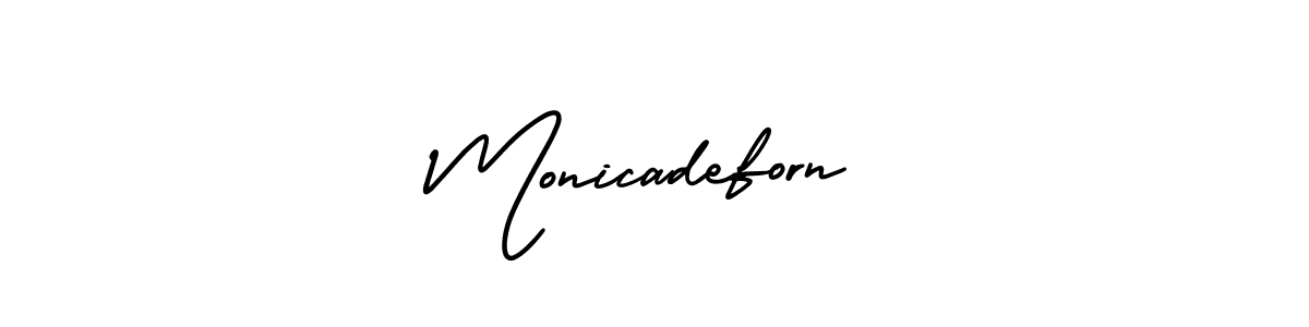 How to make Monicadeforn signature? AmerikaSignatureDemo-Regular is a professional autograph style. Create handwritten signature for Monicadeforn name. Monicadeforn signature style 3 images and pictures png