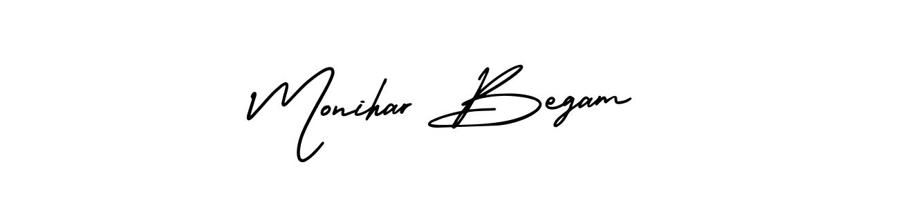 How to Draw Monihar Begam signature style? AmerikaSignatureDemo-Regular is a latest design signature styles for name Monihar Begam. Monihar Begam signature style 3 images and pictures png