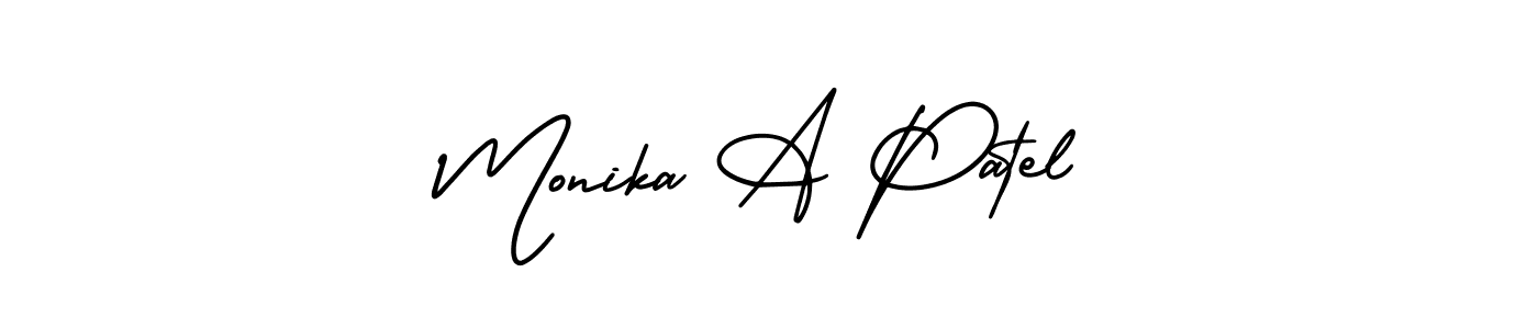 It looks lik you need a new signature style for name Monika A Patel. Design unique handwritten (AmerikaSignatureDemo-Regular) signature with our free signature maker in just a few clicks. Monika A Patel signature style 3 images and pictures png