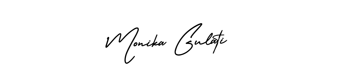 Monika Gulati stylish signature style. Best Handwritten Sign (AmerikaSignatureDemo-Regular) for my name. Handwritten Signature Collection Ideas for my name Monika Gulati. Monika Gulati signature style 3 images and pictures png