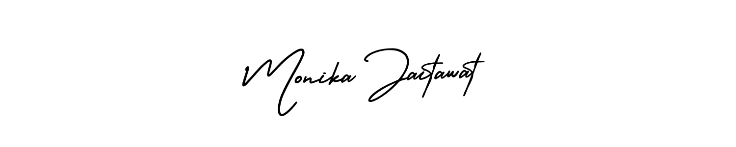 How to make Monika Jaitawat signature? AmerikaSignatureDemo-Regular is a professional autograph style. Create handwritten signature for Monika Jaitawat name. Monika Jaitawat signature style 3 images and pictures png