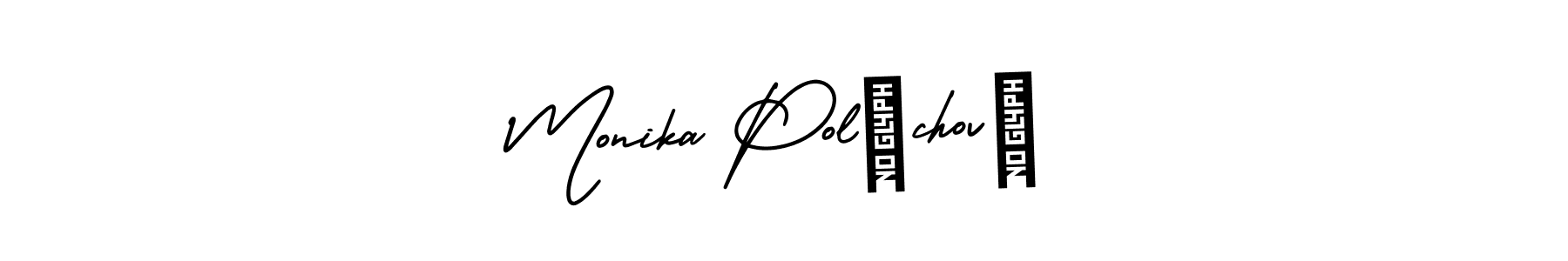 The best way (AmerikaSignatureDemo-Regular) to make a short signature is to pick only two or three words in your name. The name Monika Poláchová include a total of six letters. For converting this name. Monika Poláchová signature style 3 images and pictures png