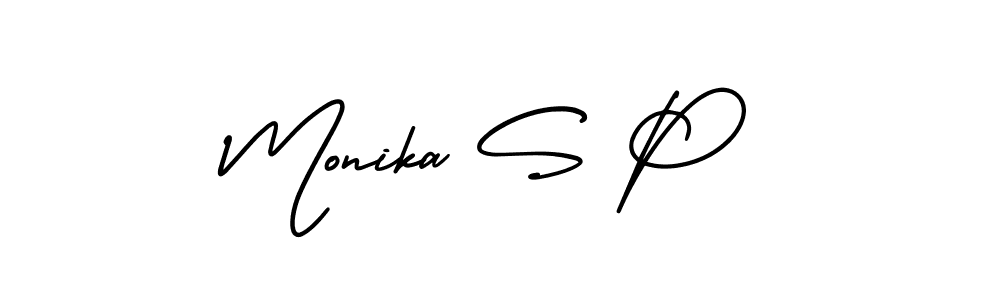 Monika S P stylish signature style. Best Handwritten Sign (AmerikaSignatureDemo-Regular) for my name. Handwritten Signature Collection Ideas for my name Monika S P. Monika S P signature style 3 images and pictures png