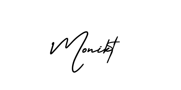 It looks lik you need a new signature style for name Monikt. Design unique handwritten (AmerikaSignatureDemo-Regular) signature with our free signature maker in just a few clicks. Monikt signature style 3 images and pictures png