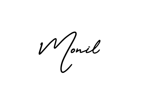 It looks lik you need a new signature style for name Monil. Design unique handwritten (AmerikaSignatureDemo-Regular) signature with our free signature maker in just a few clicks. Monil signature style 3 images and pictures png